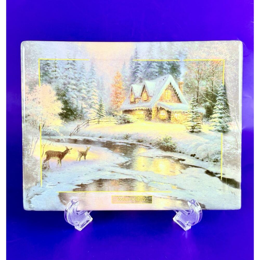 Thomas Kincade’s Plate Seasons Of Reflection Deer Creek Cottage Winter’s Peace